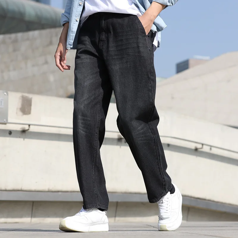 Summer Thin Section Breathable Men's Jeans Straight Large Size Loose Denim Daddy Pants Hip Hop Streetwear Wide Leg Trousers