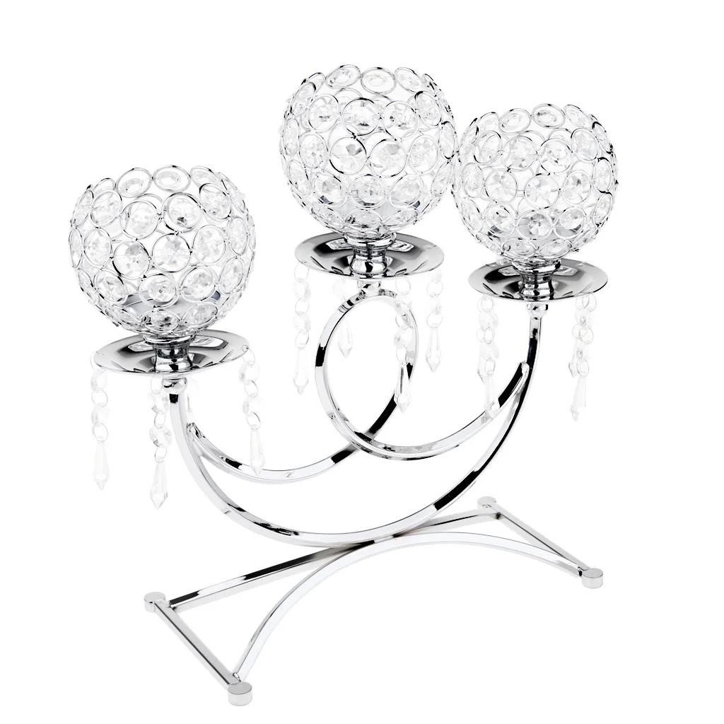 Хрустальный металлический подсвечник 3-ручной центральные части стола для