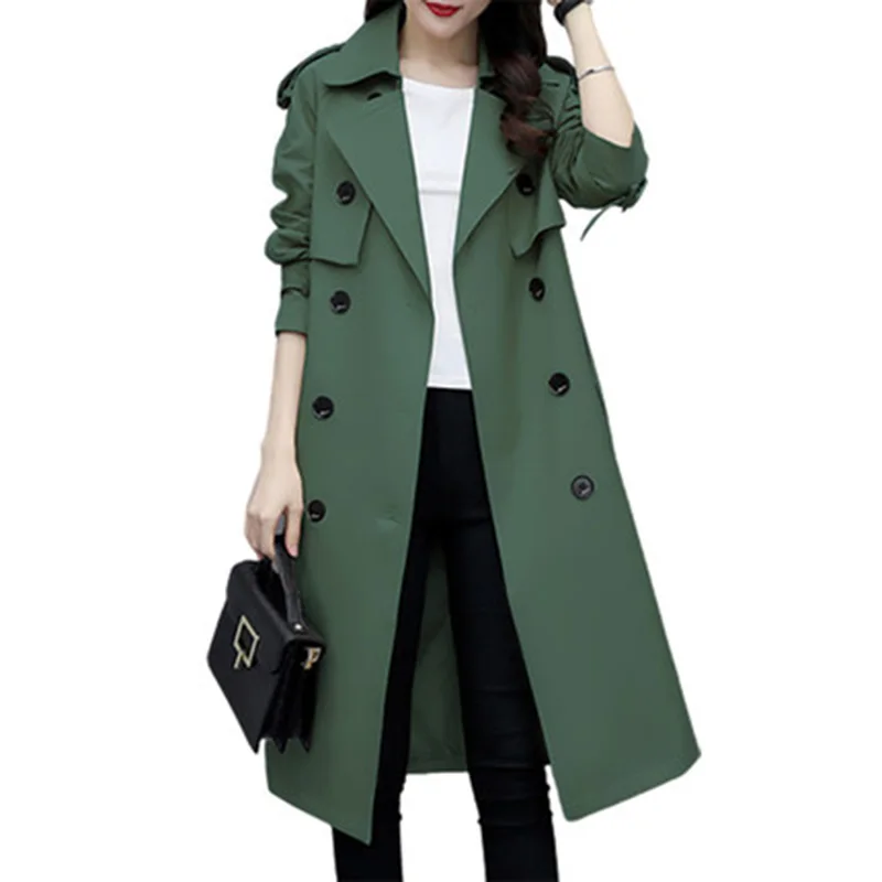 

Temperament fashion Women Trench Coat new Medium-length Solid color Bouble-breasted Spring Autumn Women Trench Coat JK116
