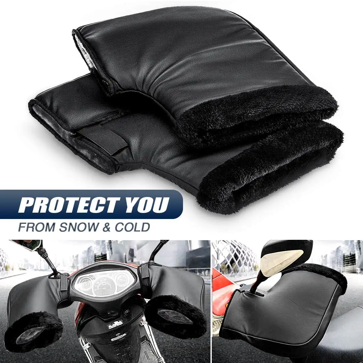 

Motorcycle Handlebar Windproof Waterproof PU Universal for Motorcycles Scooters Accessories Handlebar Muffs Thermal Cover Gloves