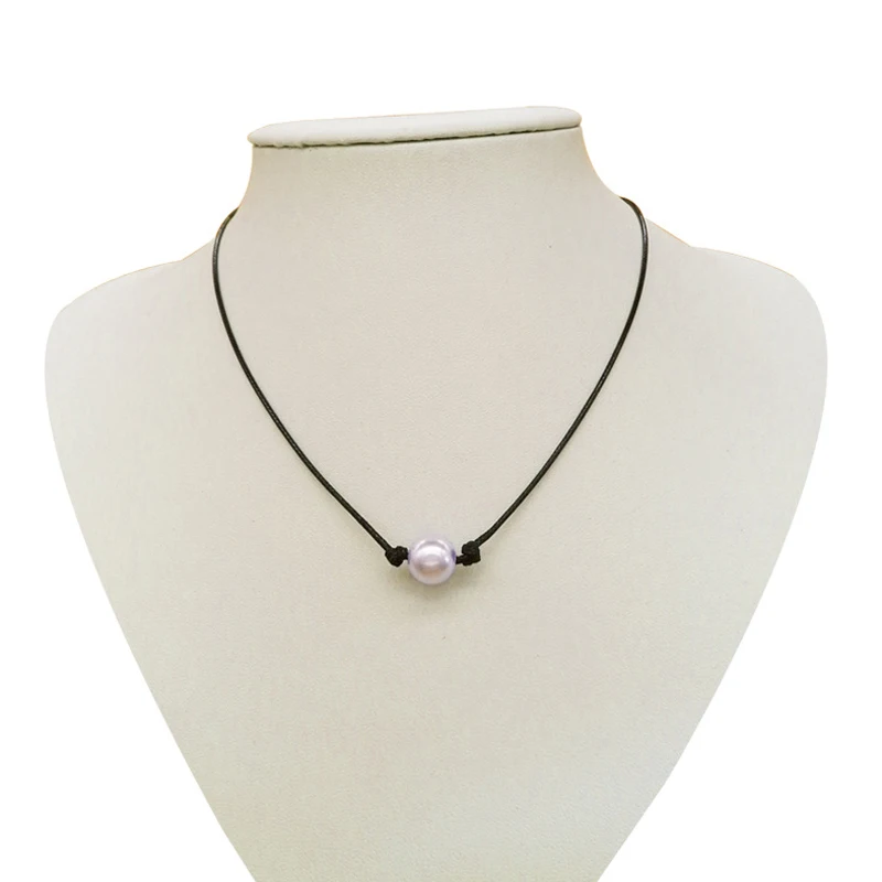 Женский кожаный чокер ручной работы ожерелье с зеленой синей бирюзой и жемчугом