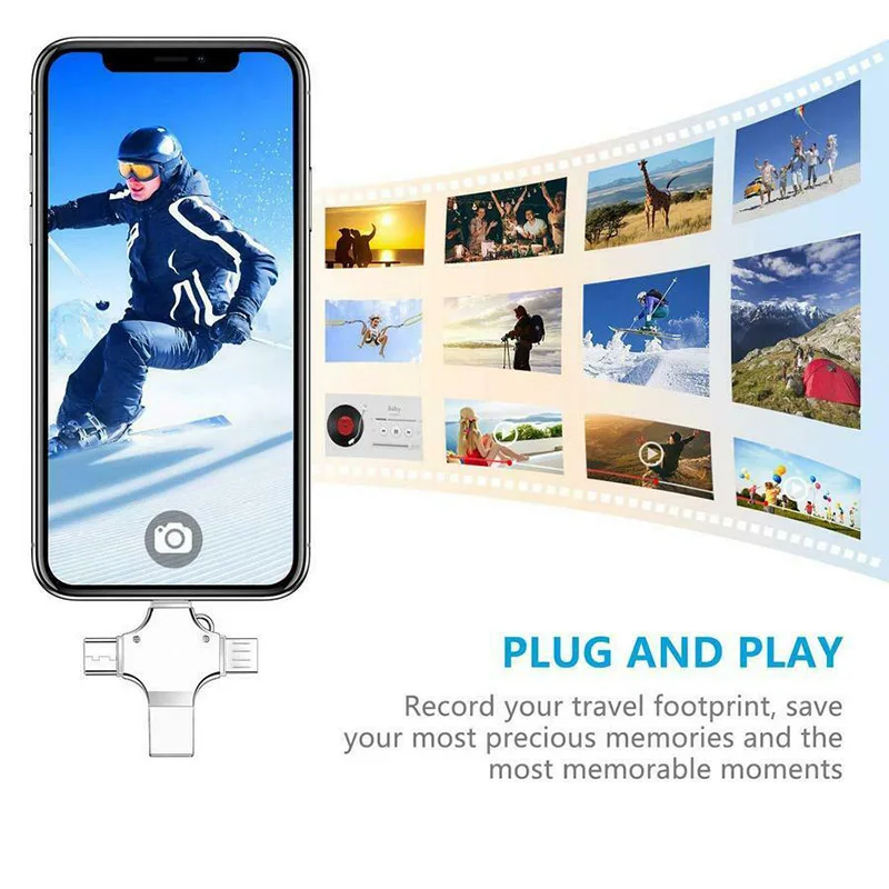 

4 in 1 Smart USB Drive High Speed Data Transmission Portable for iOS Android Type C USB