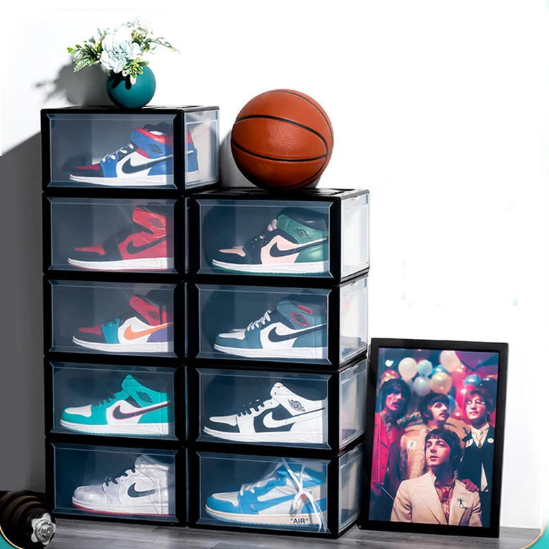 Large Transparent Plastic Shoe Box Home Basketball Shoe Collection Storage Box Dustproof Anti-oxidation Shoe Wall Shoe Cabinet