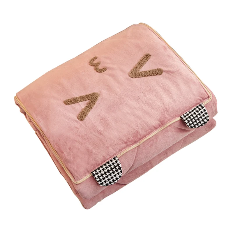 Креативная подушка одеяло двойного назначения Коралловое плюшевое