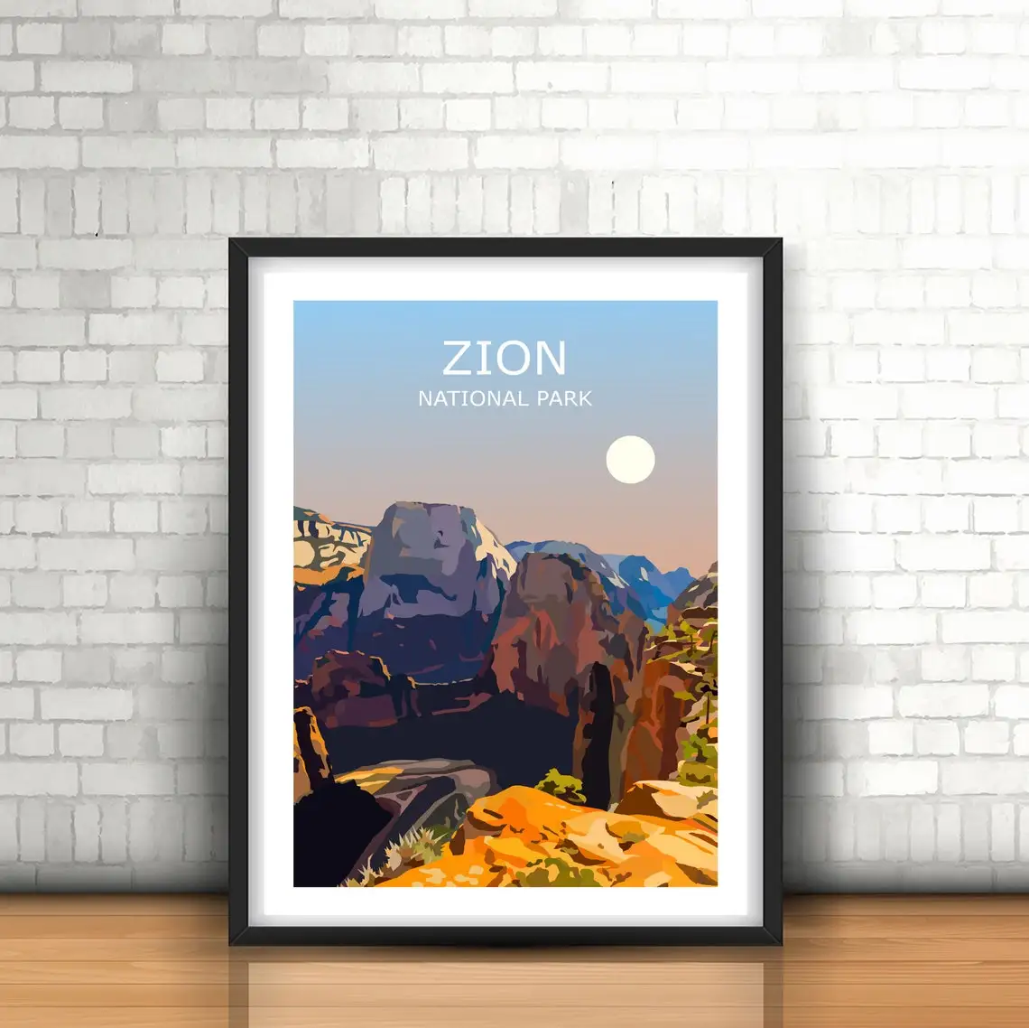 

Zion National Park Art Print, Landscape, Travel Poster, Climbing Gift, Utah Canyon Red Cliffs, Hiking Gift, Walking Present