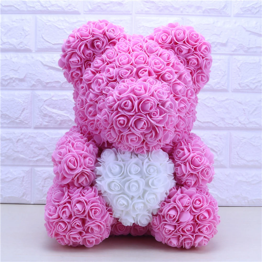 

Valentines Day Gift 35cm Rose Teddy Bear Rose Flower Artificial Decoration Valentine Day Birthday Party Wedding Decoration Gift