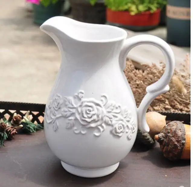 

Европейский вырезанный узор или дизайн на деревом керамическом белом портативном цветочном горшке ваза предметы мебели для дома и сада dec