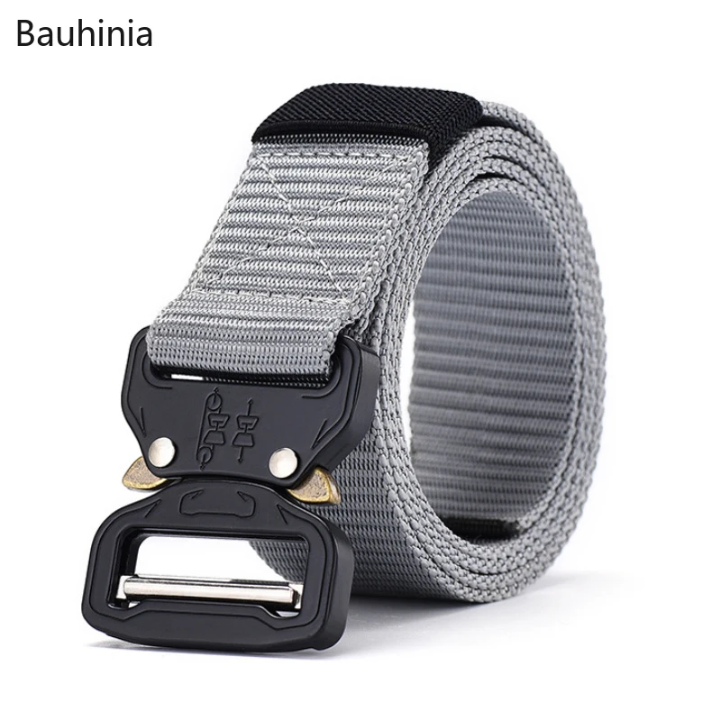 Bauhinia Men's Military Tactical Canvas Belt 115cm Best Selling Quality Outdoor Survival Training Combat Belt