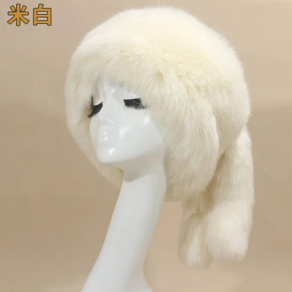beige Qearlstar Мужские Женские меховые шапки утепленные меховые шапки из искусственного меха на плоской подошве зимние русские повседневные роскошные шапки skullies beanie WME12 - Цвет: beige