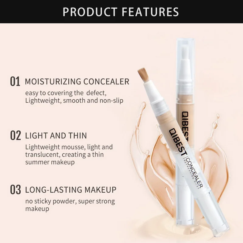QIBEST Concealer Waterproof Make Up Long Lasting Face Contouring Pore Acne Full Cover Liquid Makeup Beauty Cosmetics |