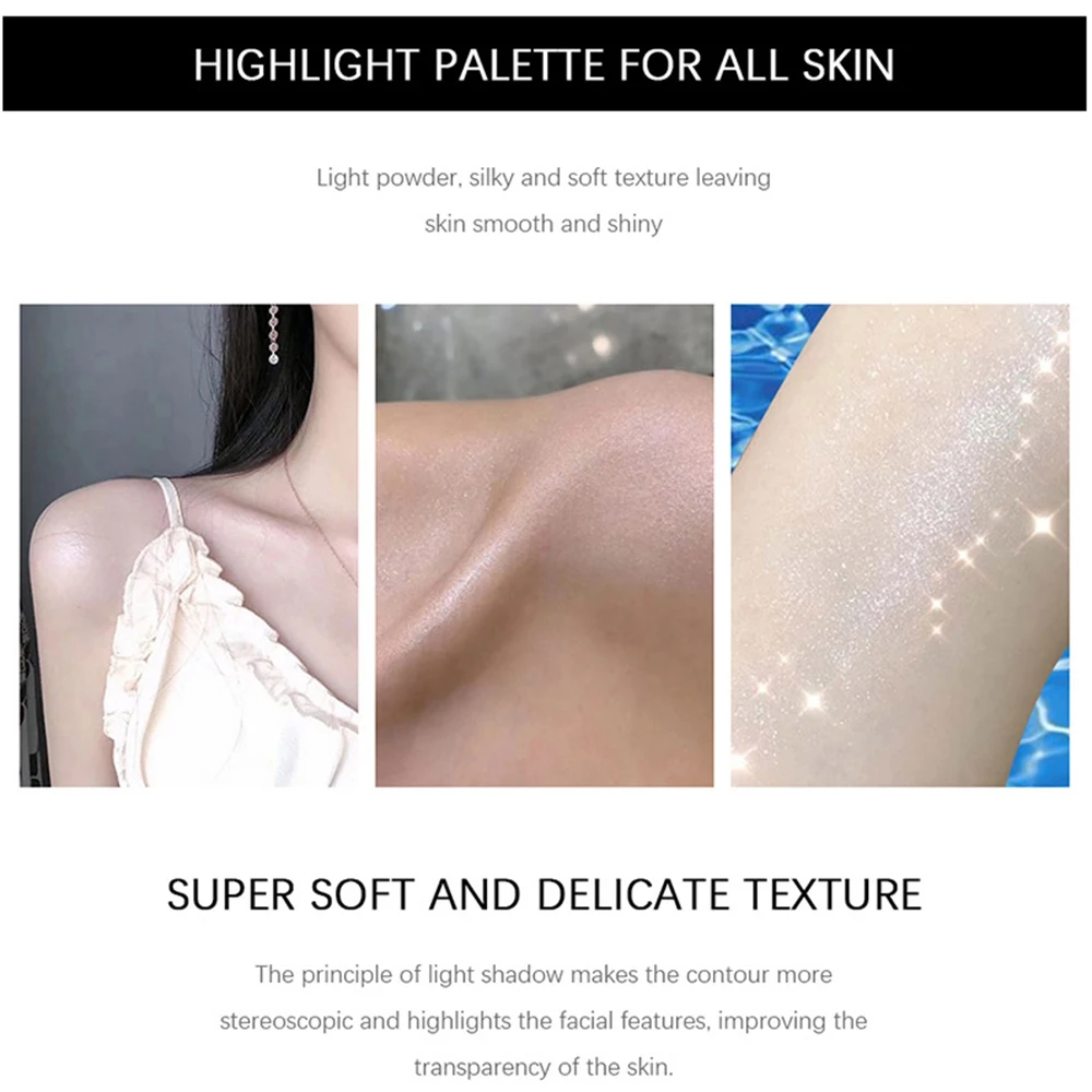 Shimmer Highlighter Facial Bronzers Palette Makeup Glow Face Contour Powder Illuminator Highlight Women Beauty Cosmetics |