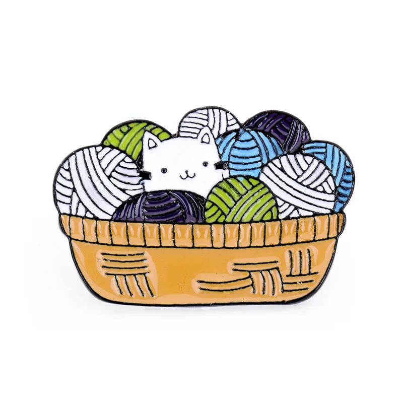 

Creative cat yarn ball brooch, all-match alloy enamel pins, bag decoration badges, gifts for friends