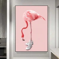 nordic style pink beauty flamingos with shoes minimalism canvas painting posters and prints wall pictures for living room decor