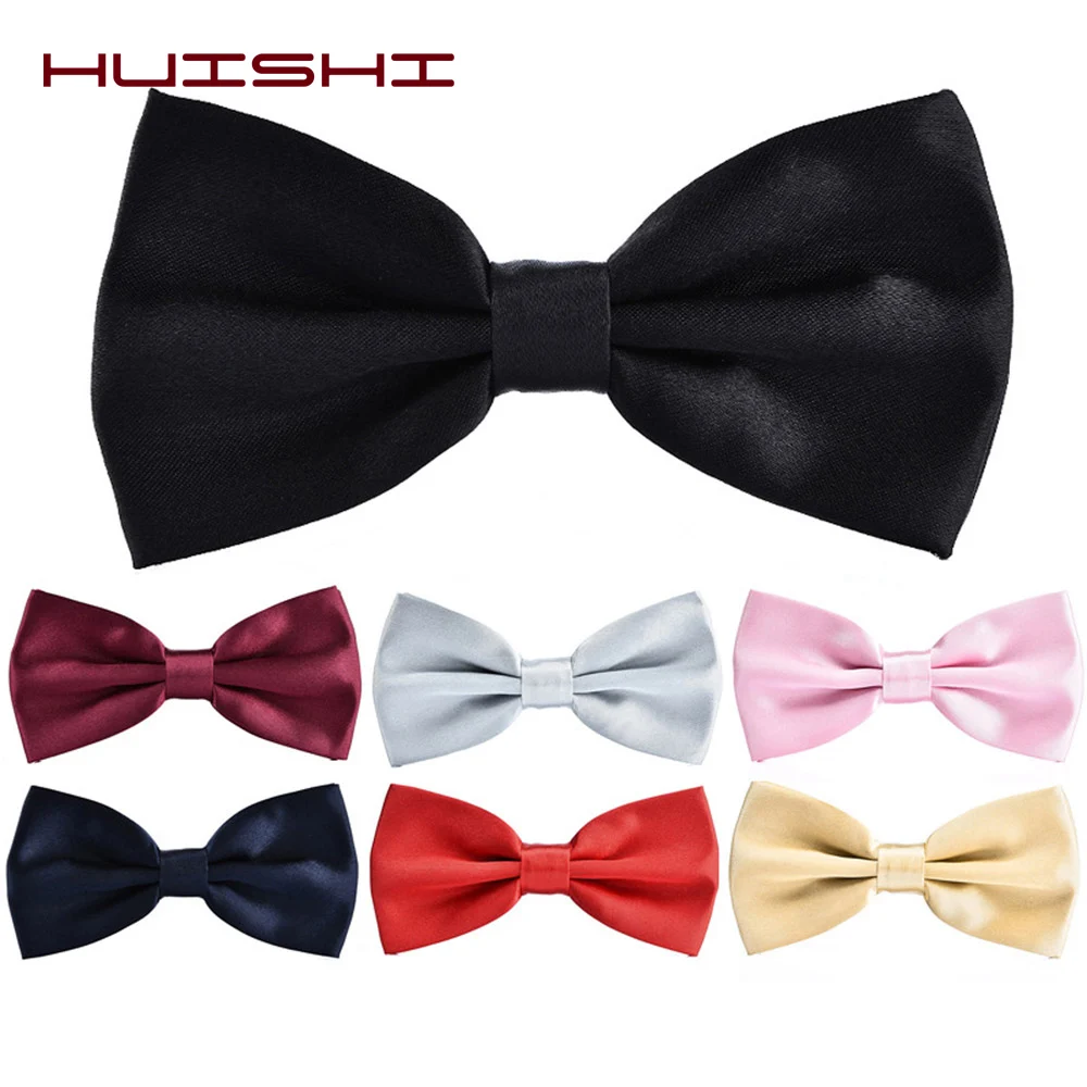 

HUISHI Men Bow Tie Solid Color Fashion Bow Ties For Men Bowtie Tuxedo Classic Solid Color Wedding Party Black White Green Cravat