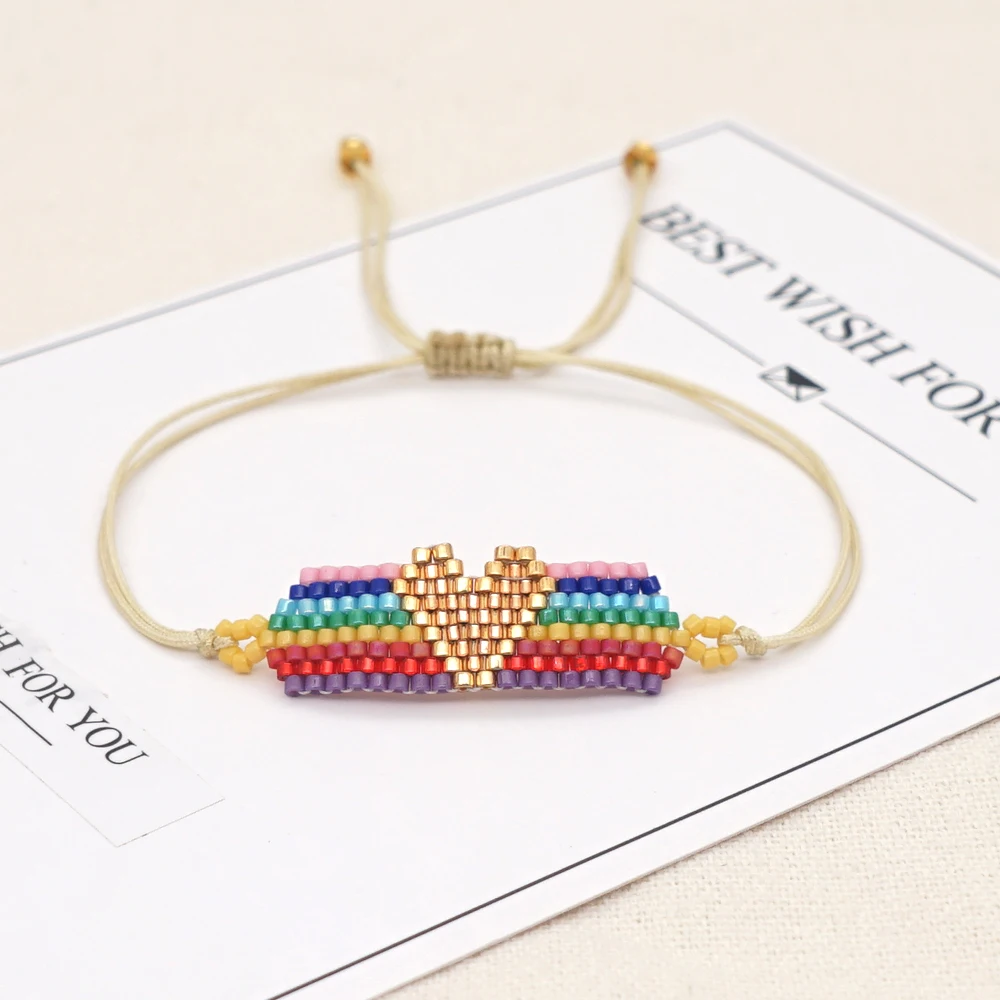 

Go2Boho Rainbow Bracelet for Girl Childs Bohemia Miyuki Beads Friendship Heart Valentine's Bracelets For Women Handcuffs Pulsera