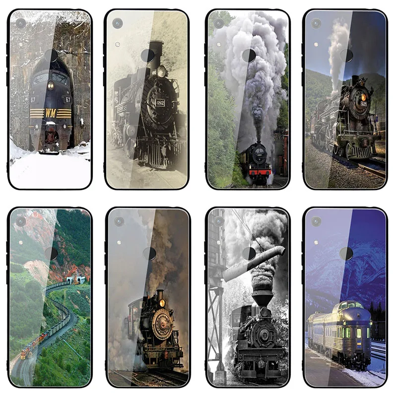 Винтажные чехлы из закаленного стекла с паровым двигателем для телефонов Huawei Honor