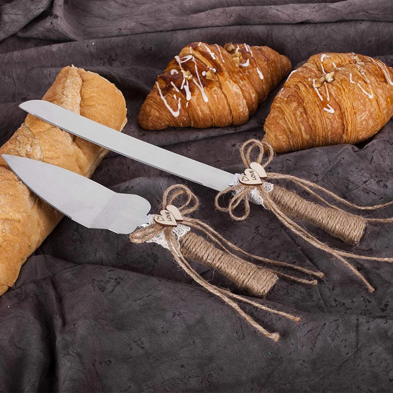 Набор из 2 предметов нож для свадебного торта в деревенском стиле и лопатка