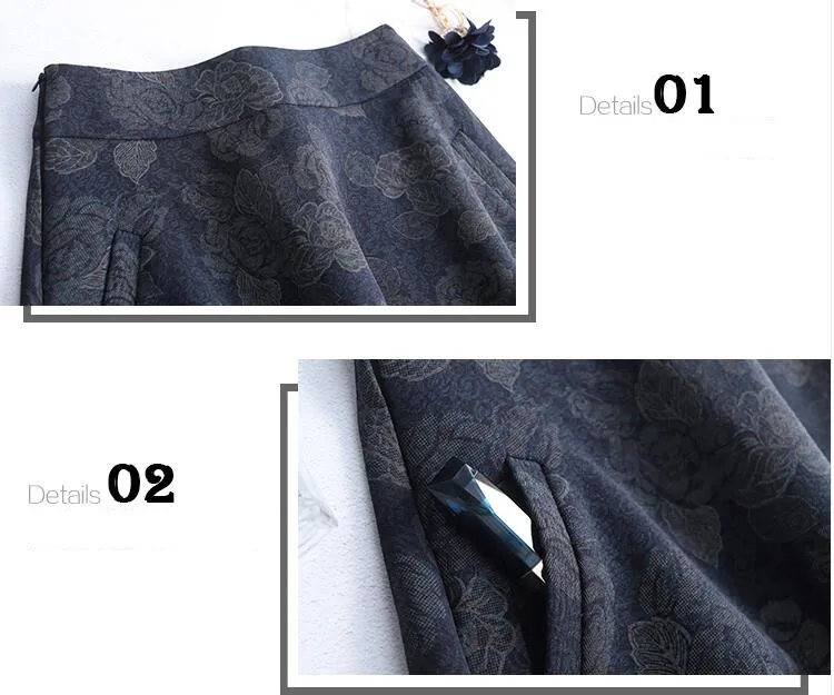 3XL 4XL Плюс Размер Высокая талия Женская шерстяная длинная юбка зима Мода винтажный принт шерстяная макси женская Юбка Saia Longa