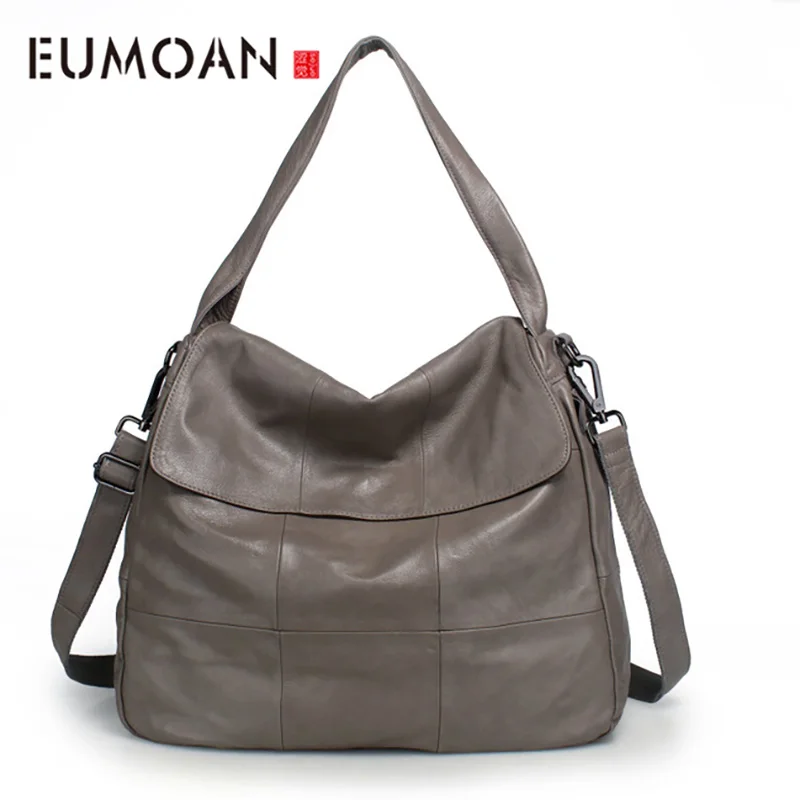 Большая кожаная сумка EUMOAN простая дамская сумочка большой вместимости наплечная