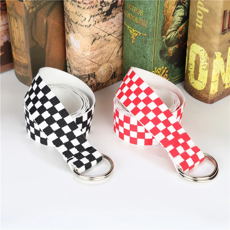 Женский Клетчатый Ремень из ткани черный белый Повседневный длинный ремень в