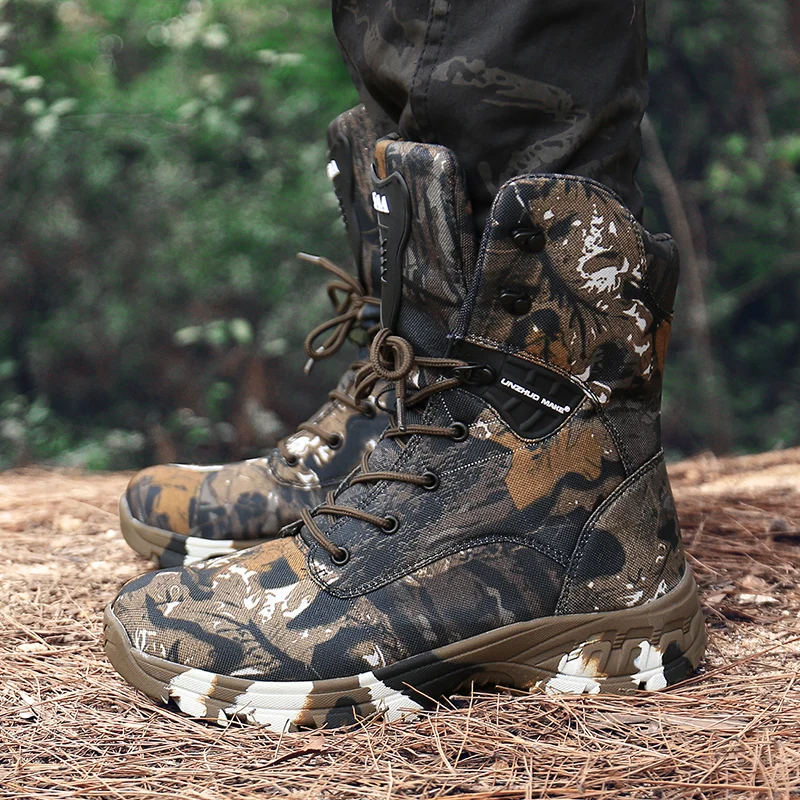 CAMEL JINGE Camouflage Military Tactical Boots Man Waterproof Hunting Boots Outdoor Rock Climbing Shoes Botas Tacticas Hombre