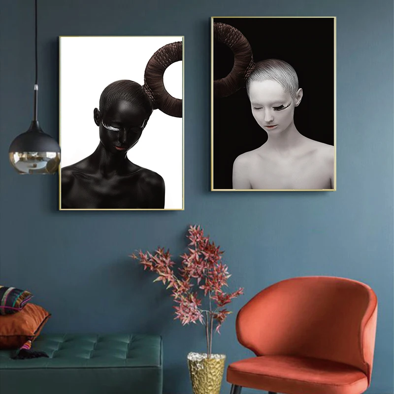 Художественная абстрактная картина YUMEART на холсте настенный постер черно белого