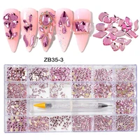 1000pcs one box 1 dotting pen new rhinestons for nail 20 different shapes pinkmineral goldmineral silver manicure gemszb35