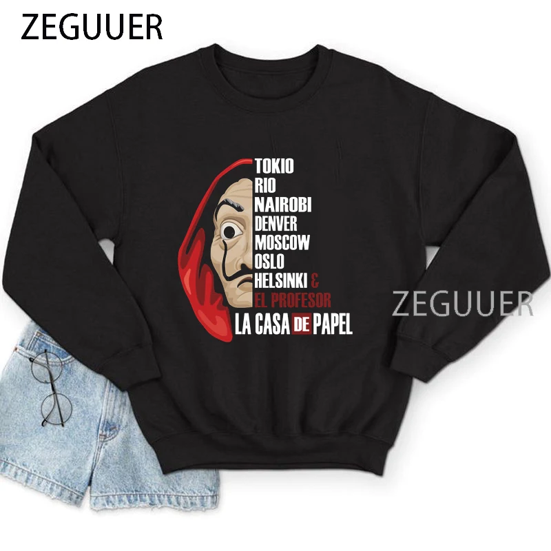 

Funny Harajuku La Casa De Papel Print Long Sleeve Loose Casual Sweatshirt autumn Woman's Top Ulzzang gothic clothing 2021