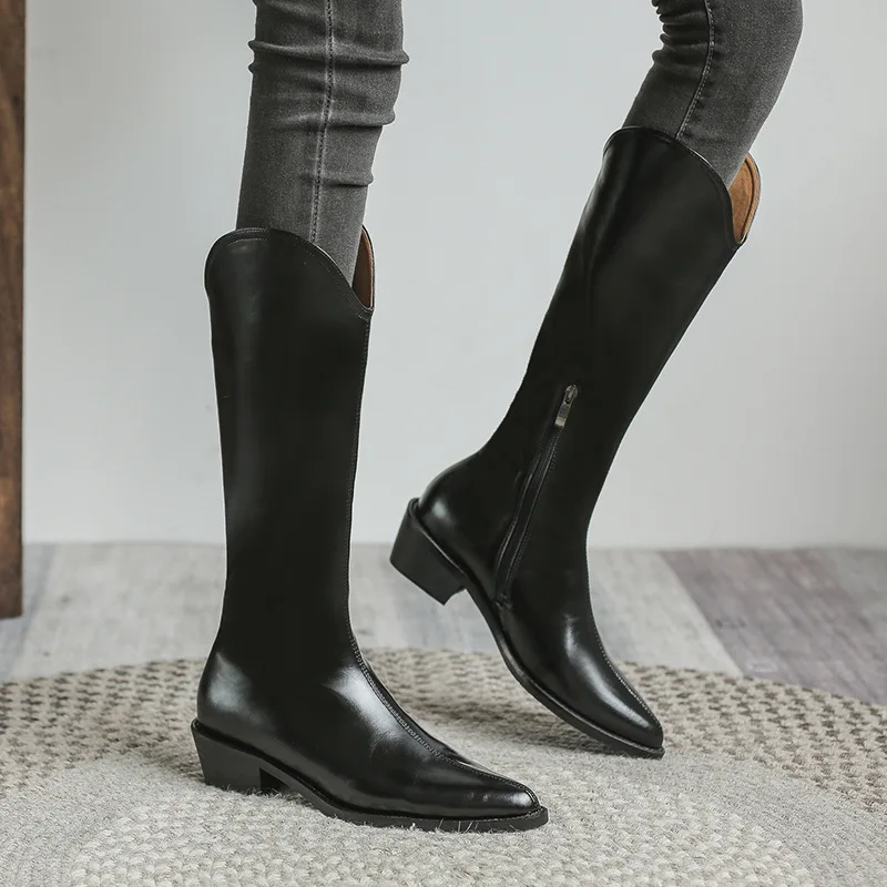 

Женские ботинки-Челси на молнии, до середины икры, на каблуке 5 см