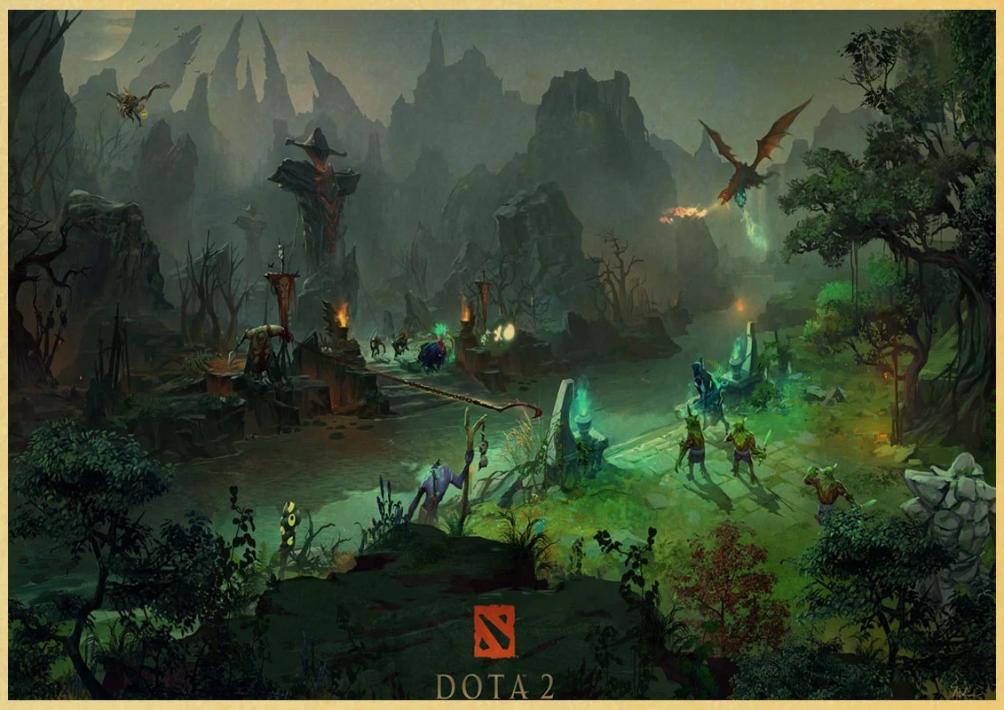 DOTA 2 ретро постер винтажный Настенный декор для домашнего общежития квартиры