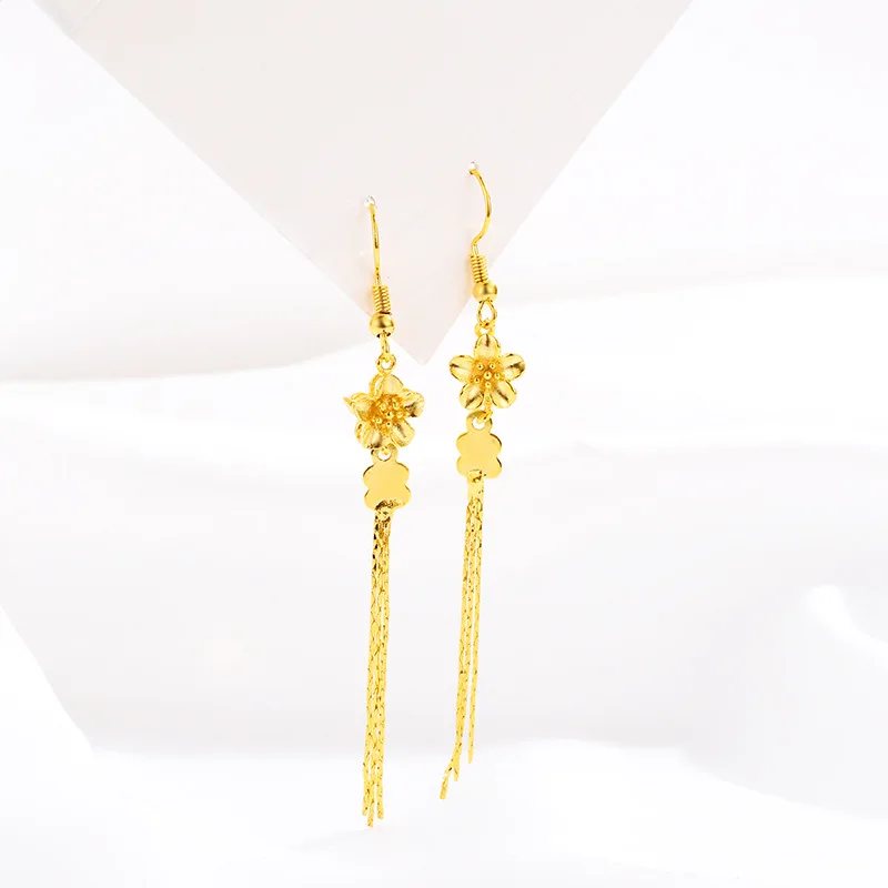 

Korean Women's Gold Color Earrings Hanging Long Tessel Drop for Wedding Engagement Jewelry for Girlfriend Birthday Gifts