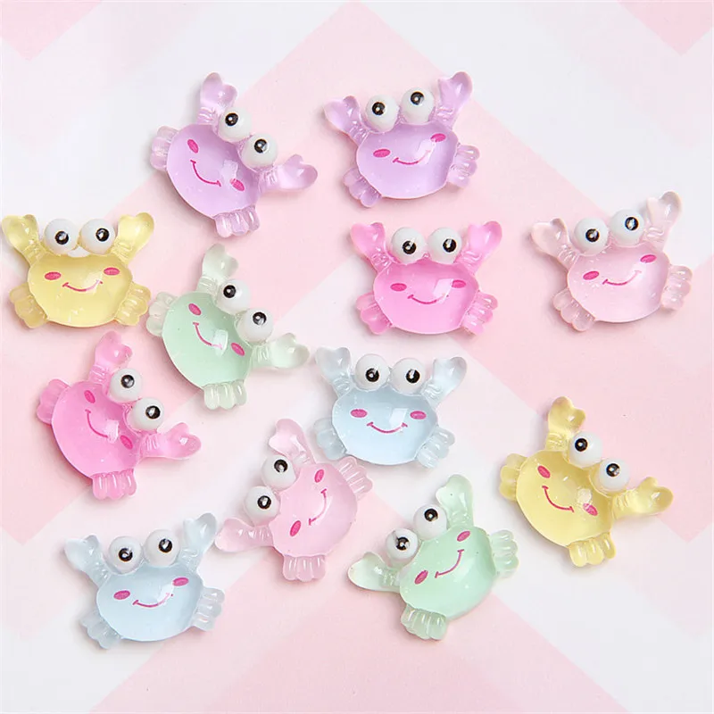 

10pcs Flat back Cartoon Ocean Series Resin Starfish Crab Shell Animal Charm Pendants For Bracelet Necklace Jewelry Accessories