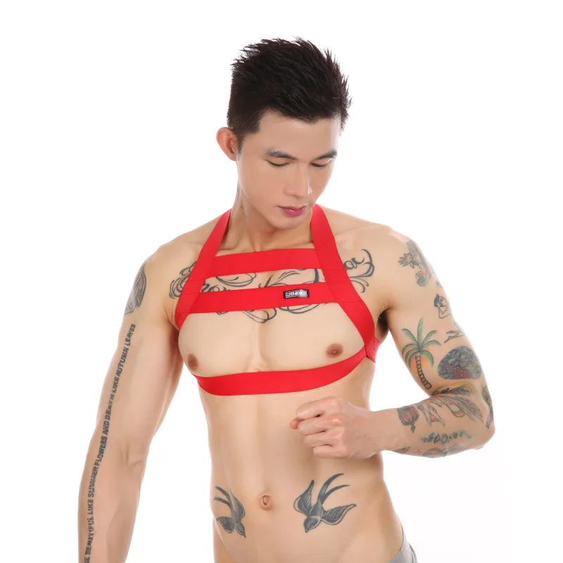 

Bondage Lingerie Harness Mens Men Body Chest Costume Man Elastic Straps Sexy Nightclub Costume Hollow Out Halter Neck Clothing