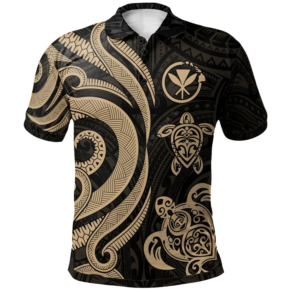 

Hawaii Polo Shirt Gold Tentacle Turtle Summer 3D Printed Polo Shirt Men for Women Short Sleeve T-shirt 01