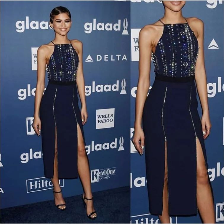 

2019 New Women blue sequined strapless off shoulder sleeveless Vestidos Celebrity bodycon bandage dresses wholesale