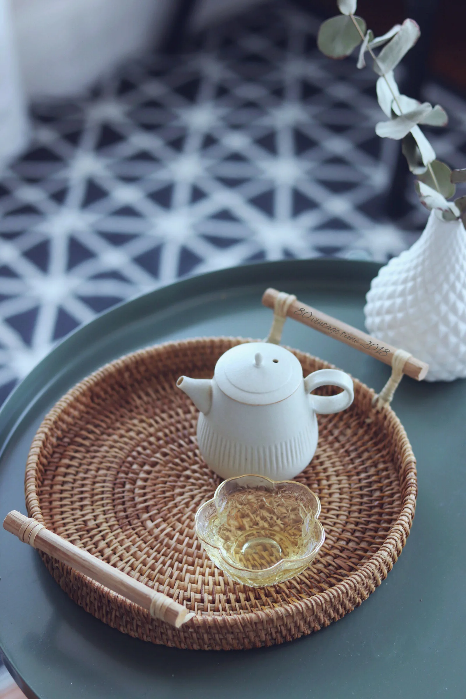 80 винтажных таймеров Вьетнам ручная работа плетеные изделия из ротанга поднос