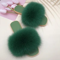 jelly sandals women 2021 new casual flat indoor home slippers flat ladies luxury fashion female home fox fur flat heel slippers