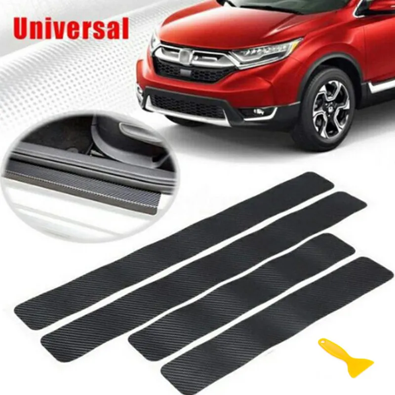 4pcs 3D Carbon Fiber Car Door Sill Protector Stickers For Chevrolet Cruze Trax Aveo Lova Sail Epica Captiva Volt Camaro Cobalt