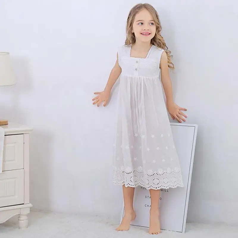 Toddle Girl White Nightdress Princess Dress Children Pajamas Nightgowns For Girls Kids Night Dress Girl Lace Sleeping Dress