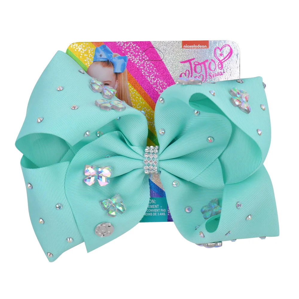 8 &quotJOJO бант заколка Радуга шпилька градиент печати GrosgrainRibbonBow со стразами HairClipsGirls