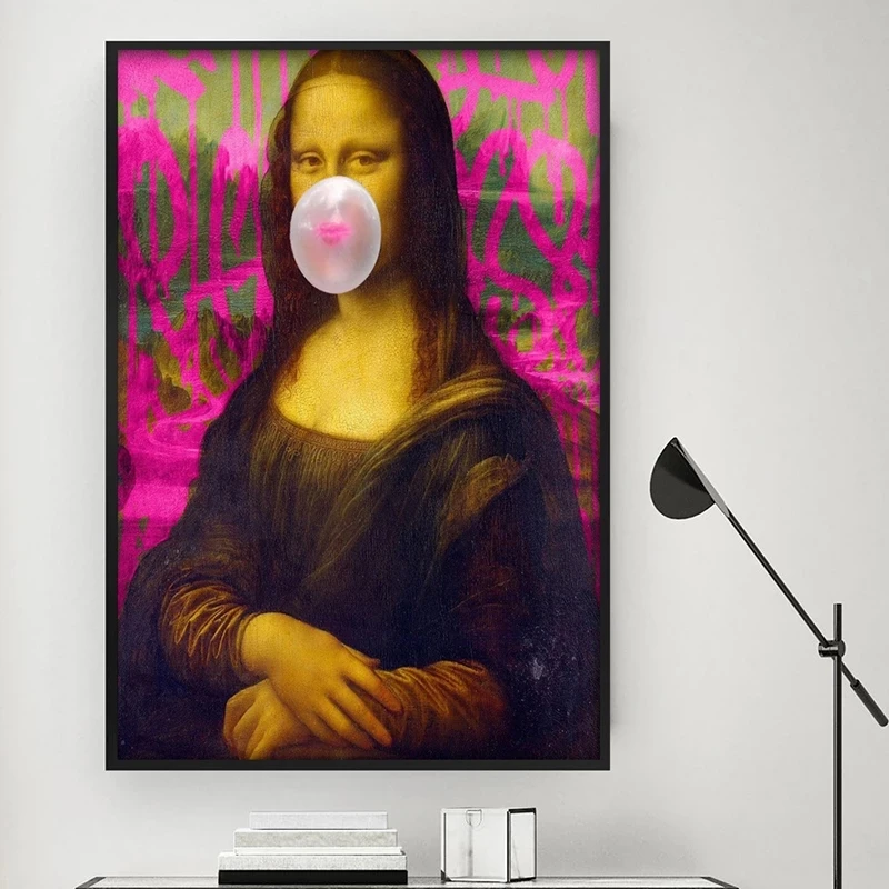 

Mona Lisa Street Graffiti Art Posters and Prints Funny Canvas Painting on The Wall Art Picture for Living Room Home Decor