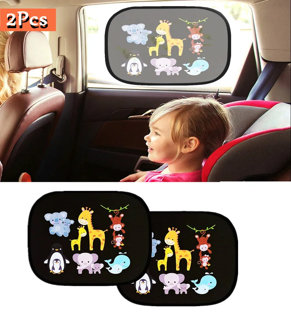 

2PCS Car Sun Shades Cute Cartoon Foldable UV Protect Curtain Side Window Sunshade Cover For Baby Kids Universal Car Styling