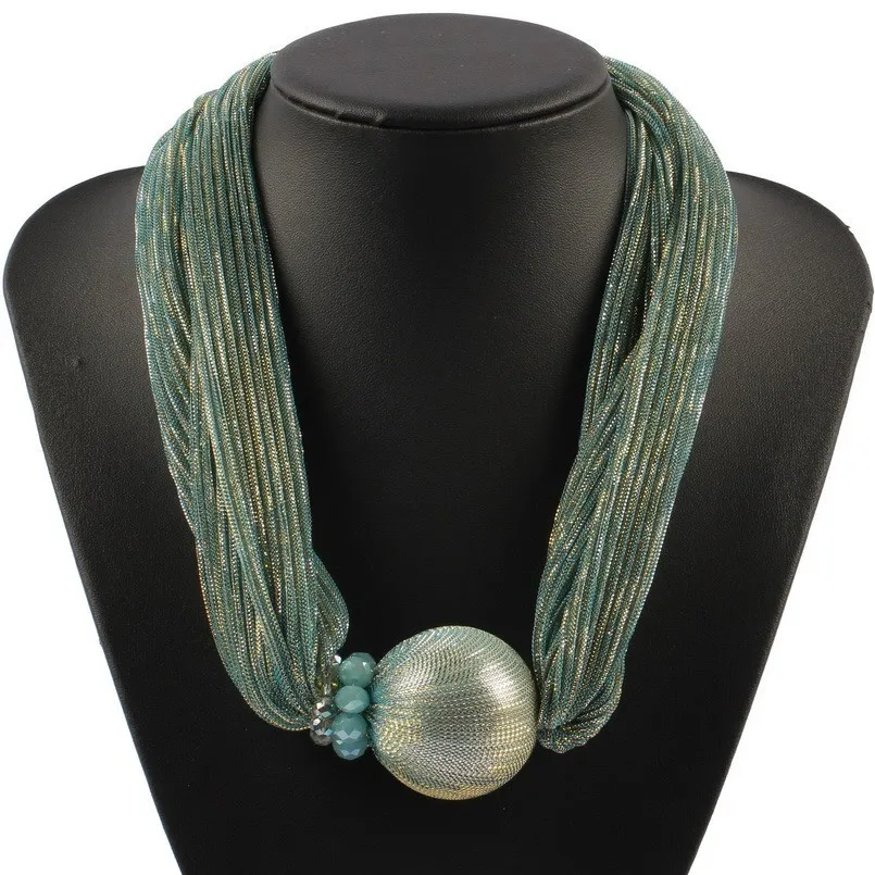 Big Bead Ball Pendant Silk Rope Chain Imitation Pearl Statement Necklace for Women New Crystal Collar Choker Jewelry | Украшения и