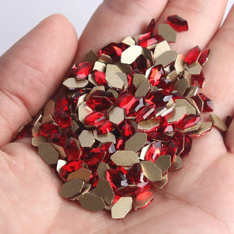 Длинные шестигранные Стразы для ногтей кристаллы с плоской задней стороной