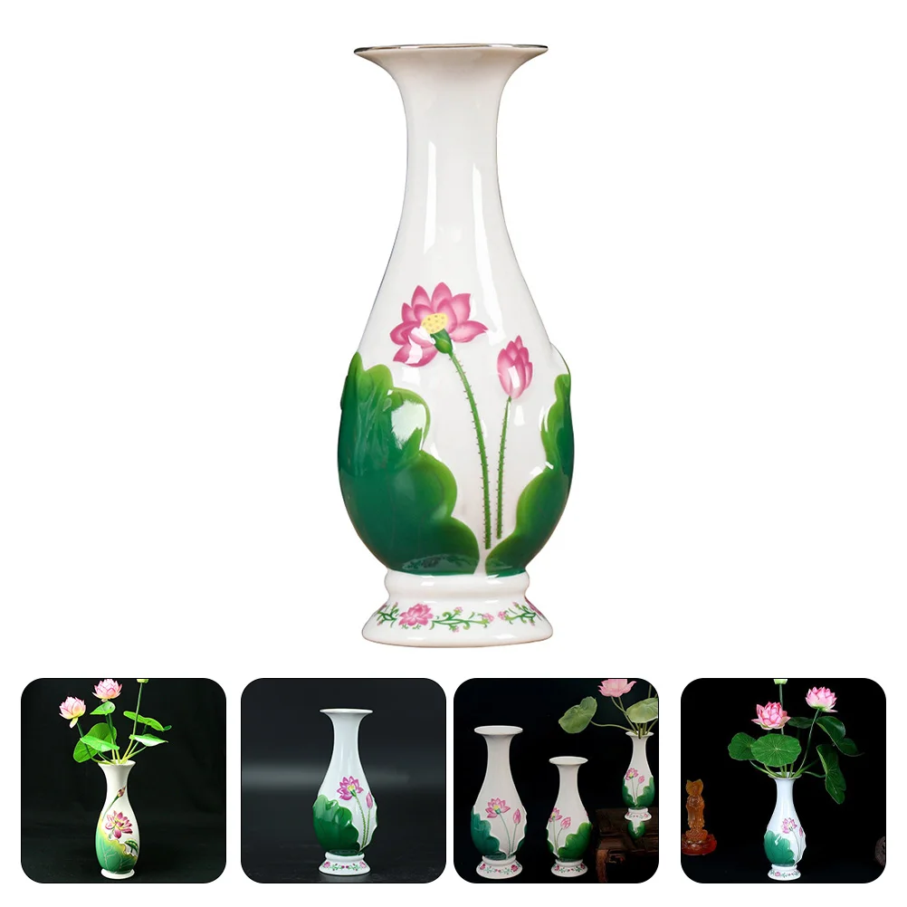 

1Pc Ceramic Vase Simple Flower Vase Office Home Decoration Lotus-pattern Vase