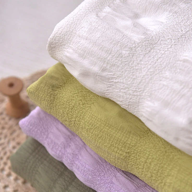 

Half Meter Solid Color Bubble Plaid Fabric For Spring Autumn Dress Upper Clothes Garment Hair Ring Shirt Material A51