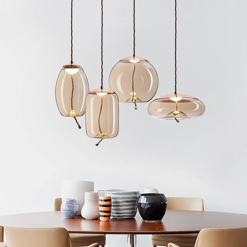 

Nordic retro rope glass chandelier designer creative personality living room bedroom dining room bar Chandelier