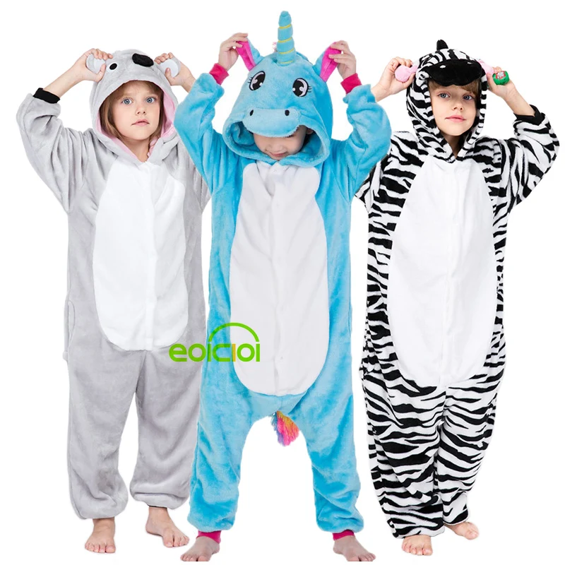 кигуруми детский Пижамный комплект для девочек и мальчиков с изображением