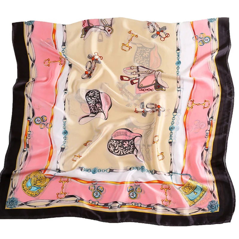 

Luxury brand Oversize 180*90cm women print silk scarf handkerchief ladies hair scarf bandana foulard femme Silky Satin Scarves