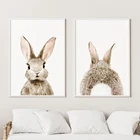 Настенная бумага с изображением лесных животных кроликов для детской комнаты, Картина на холсте, кролик, скандинавские плакаты и принты, домашний декор, картины для детской комнаты